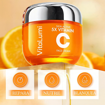 VitaLumi ®  Crema Facial Blanqueadora Iluminadora 5 en 1 con Vitamina C Activa + Niacinamida – Piel Radiante en Cada Aplicación